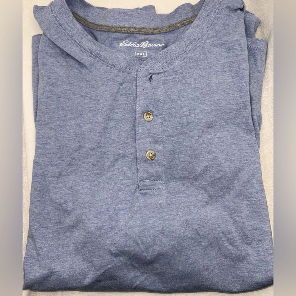 Men’s Eddie Bauer Blue Crew Neck Polo Shirt XXL - Picture 2 of 5